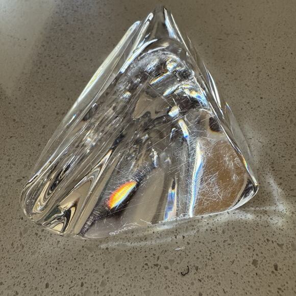 Daum France Freeform Crystal Art Glass Signed MCM Modernist Paperweight 5x3 In - Picture 6 of 8